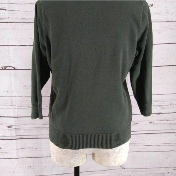 Croft & Barrow Sweater Pullover Shirt Olive‎ Green Quarter Sleeve  Large - Picture 5 of 7